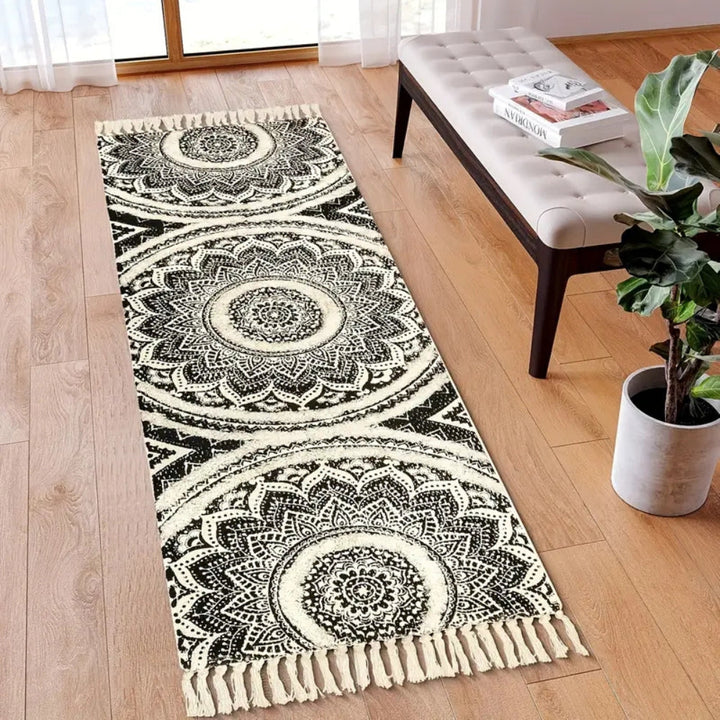 Lisslune | Bohemian Black & Cream Runner Mat