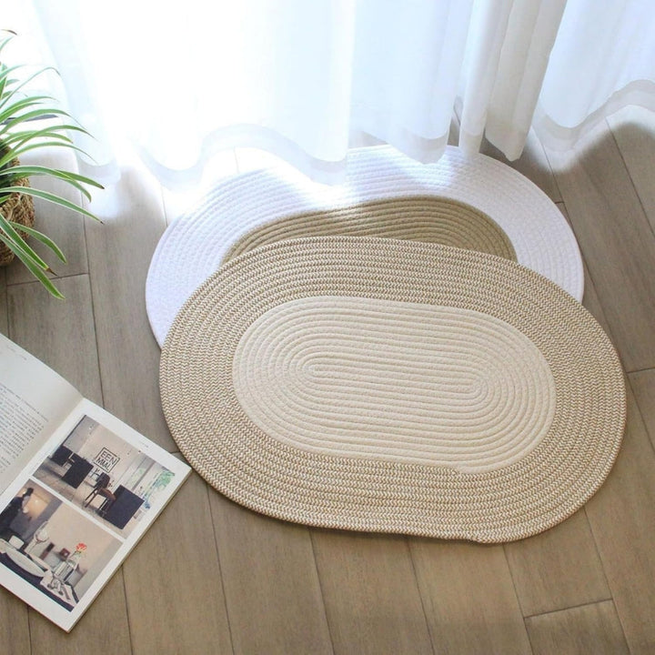 Lisslune | Boho Braided Hemp Oval Rug