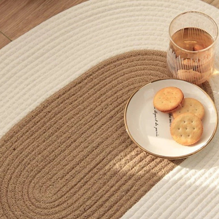 Lisslune | Boho Braided Hemp Oval Rug