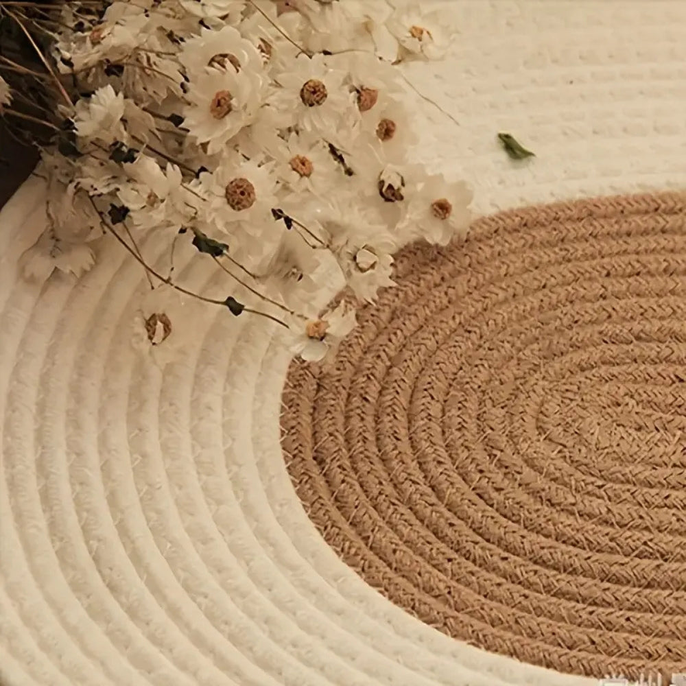 Lisslune | Boho Braided Hemp Oval Rug