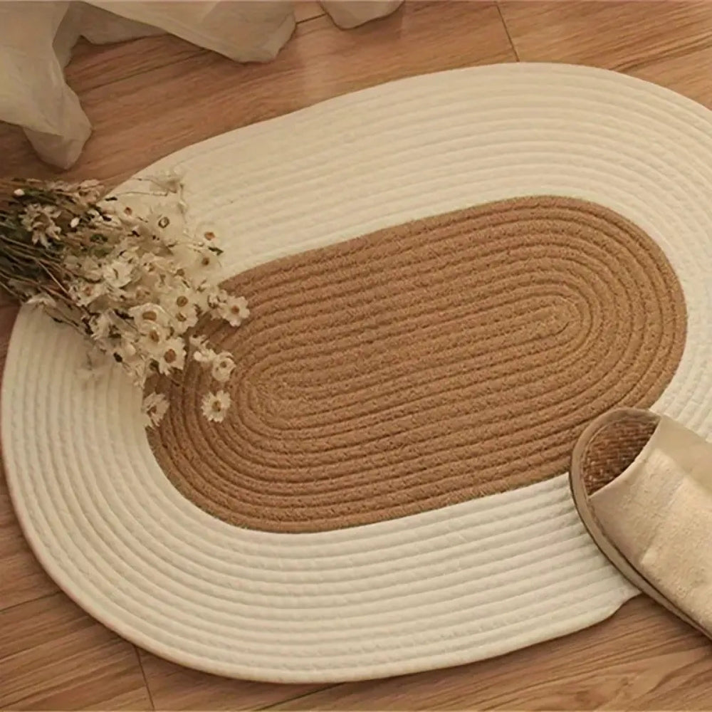 Lisslune | Boho Braided Hemp Oval Rug