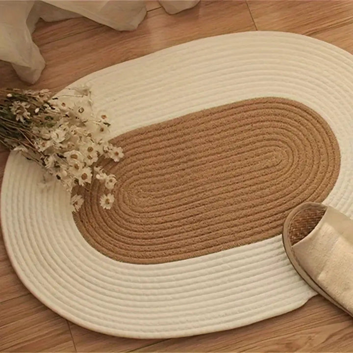 Lisslune | Boho Braided Hemp Oval Rug