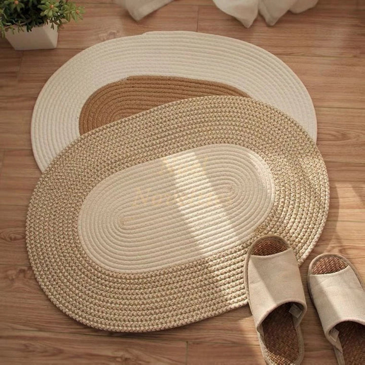 Lisslune | Boho Braided Hemp Oval Rug