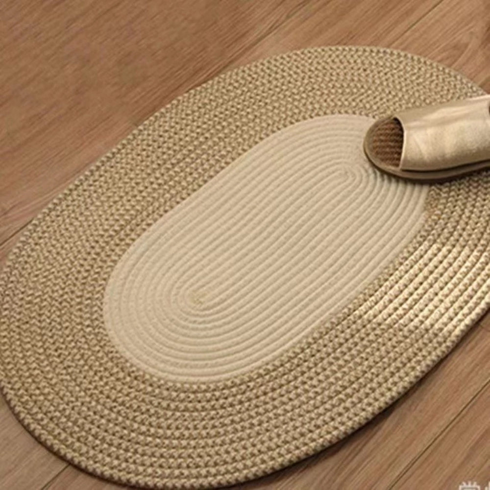 Lisslune | Boho Braided Hemp Oval Rug