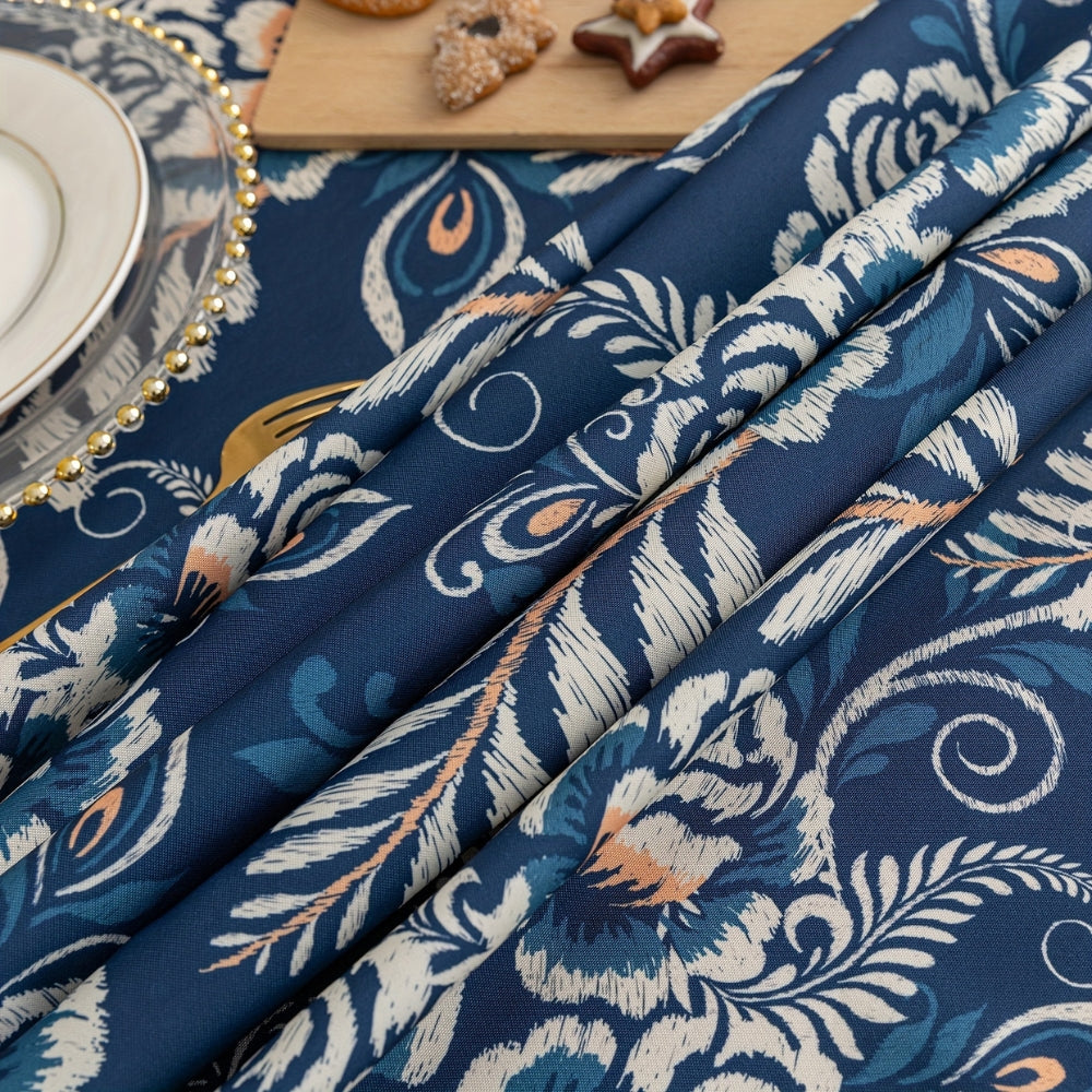 Lisslune | Peacock Blossom Boho Floral Tablecloth with Tassel