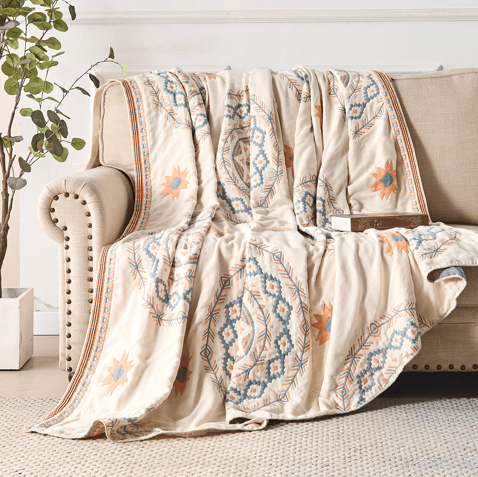 Lisslune | Cotton blanket with mandala pattern for indoors & outdoors