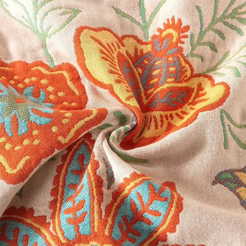 Lisslune | Cotton Reversible Blanket with Jacquard and Boho Pattern