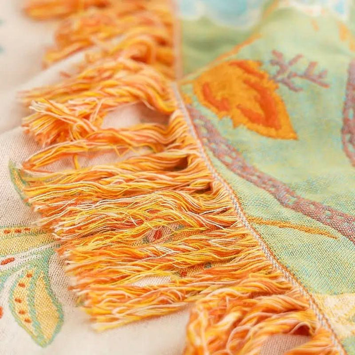 Lisslune | Cotton Reversible Blanket with Jacquard and Boho Pattern