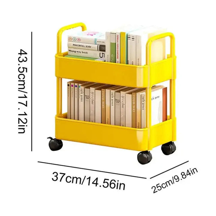 Lisslune | BookCart - Mobile Bookshelf Cart with Wheels | Easy to Move, Perfectly Organized