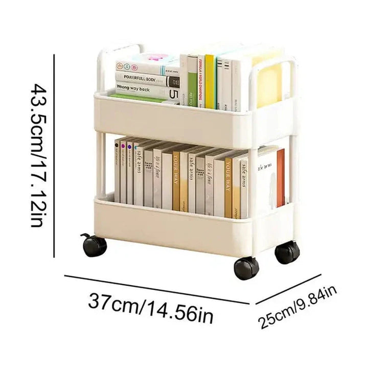 Lisslune | BookCart - Mobile Bookshelf Cart with Wheels | Easy to Move, Perfectly Organized