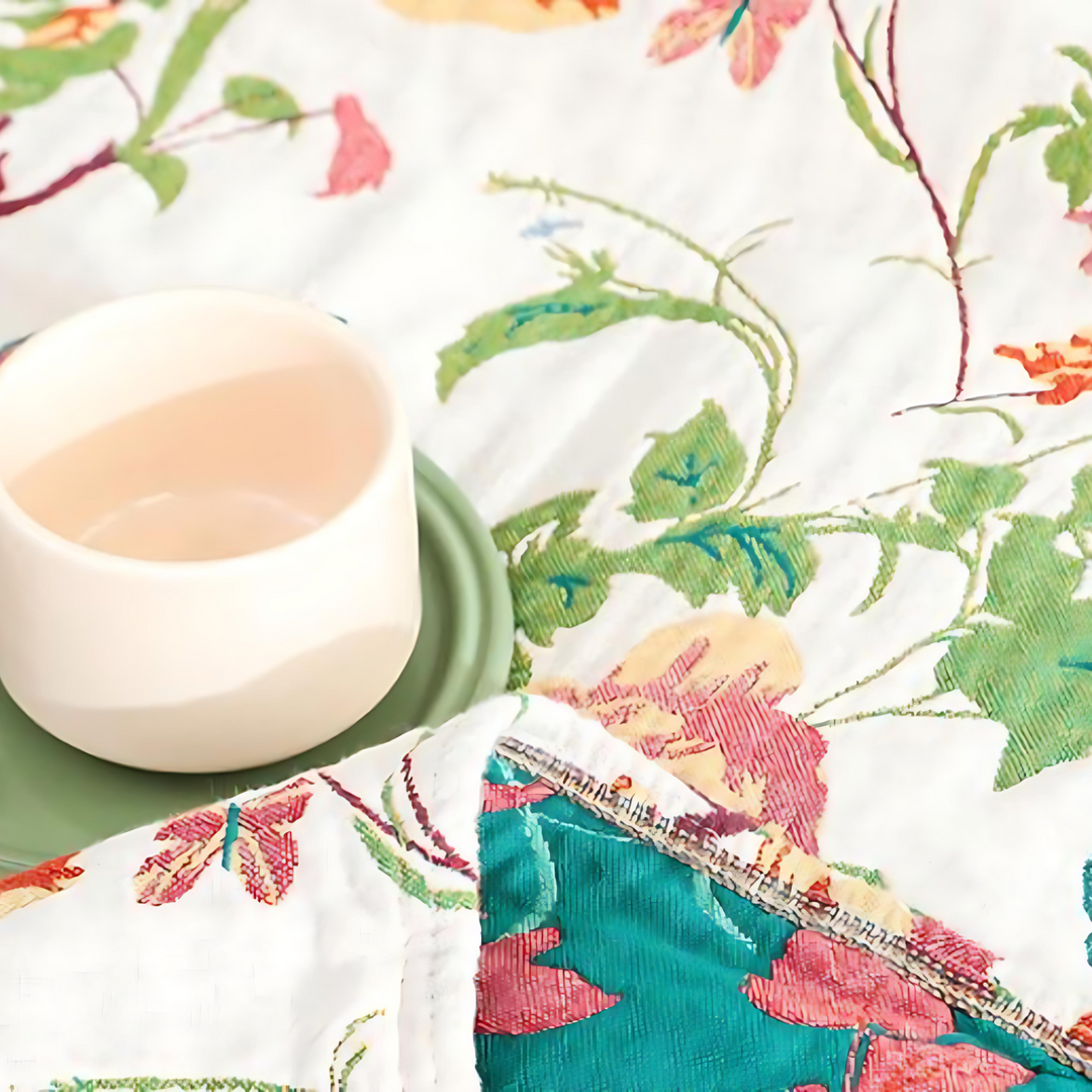 Lisslune | Botanic Bluebird Reversible Cotton Blanket