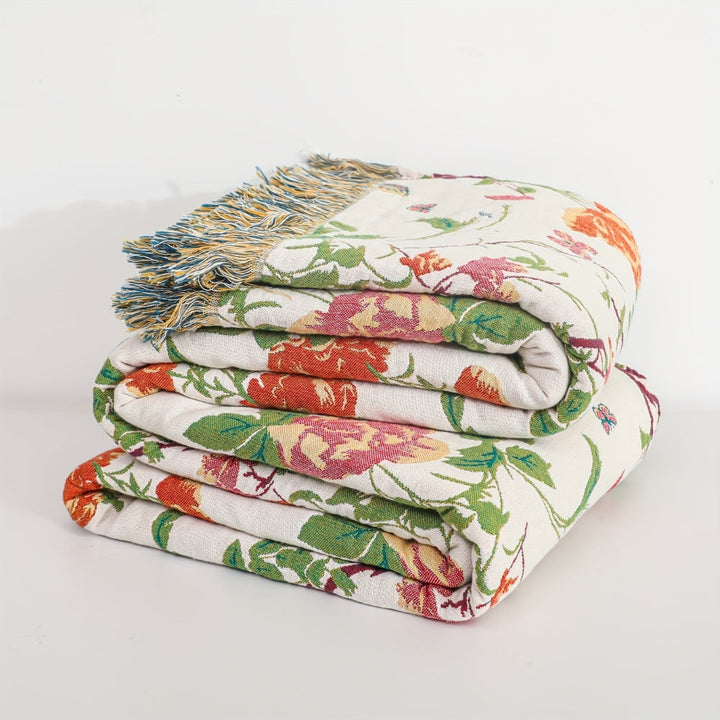 Lisslune | Botanic Bluebird Reversible Cotton Blanket