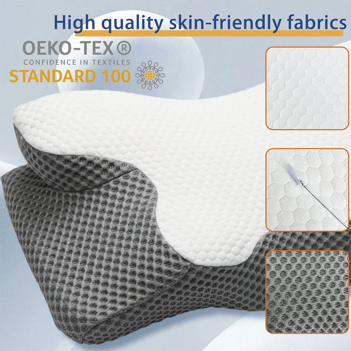 Lisslune | Cervical Memory Foam Pillow | Orthopaedic Contour Design with Cooling Cover for Back, Side & Stomach sleepers |  Pillows for back Sleepers