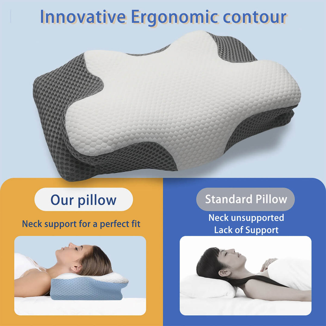 Lisslune | Cervical Memory Foam Pillow | Orthopaedic Contour Design with Cooling Cover for Back, Side & Stomach sleepers |  Pillows for back Sleepers