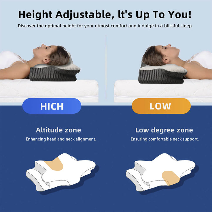 Lisslune | Cervical Memory Foam Pillow | Orthopaedic Contour Design with Cooling Cover for Back, Side & Stomach sleepers |  Pillows for back Sleepers