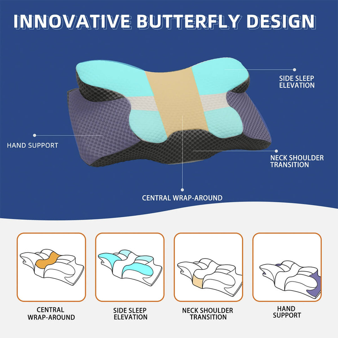 Lisslune | Cervical Memory Foam Pillow | Orthopaedic Contour Design with Cooling Cover for Back, Side & Stomach sleepers |  Pillows for back Sleepers