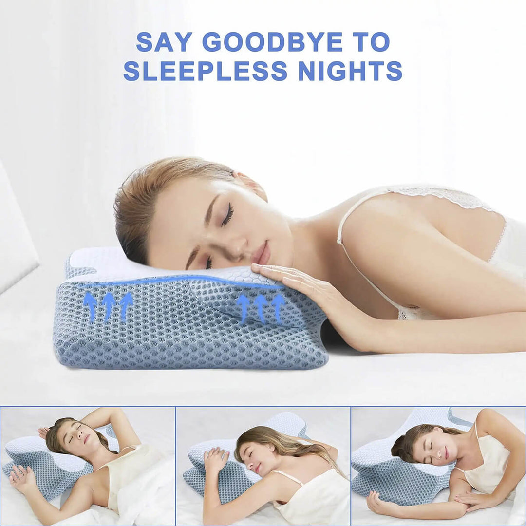 Lisslune | Cervical Memory Foam Pillow | Orthopaedic Contour Design with Cooling Cover for Back, Side & Stomach sleepers |  Pillows for back Sleepers