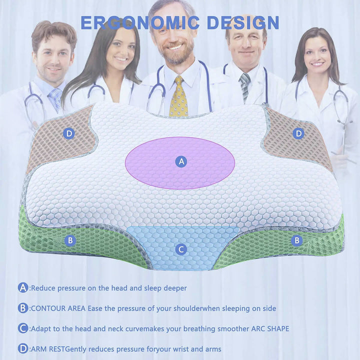 Lisslune | Cervical Memory Foam Pillow | Orthopaedic Contour Design with Cooling Cover for Back, Side & Stomach sleepers |  Pillows for back Sleepers