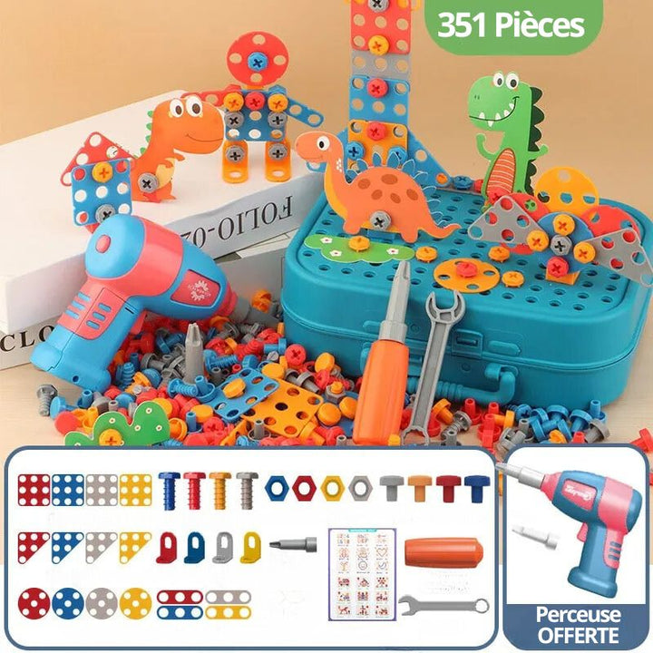 Lisslune | BuildiBox Creative Construction Set with Toy Drill – Portable Construction Case for Kids