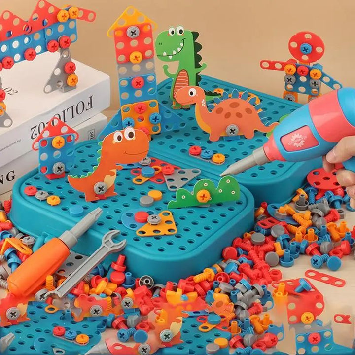 Lisslune | BuildiBox Creative Construction Set with Toy Drill – Portable Construction Case for Kids