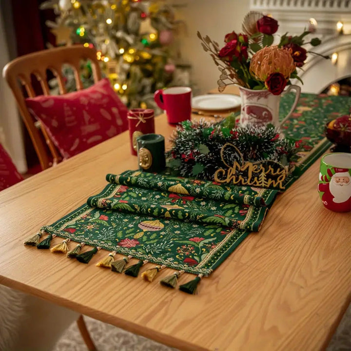 Lisslune | Tapestry Botanical Holiday Table Runner