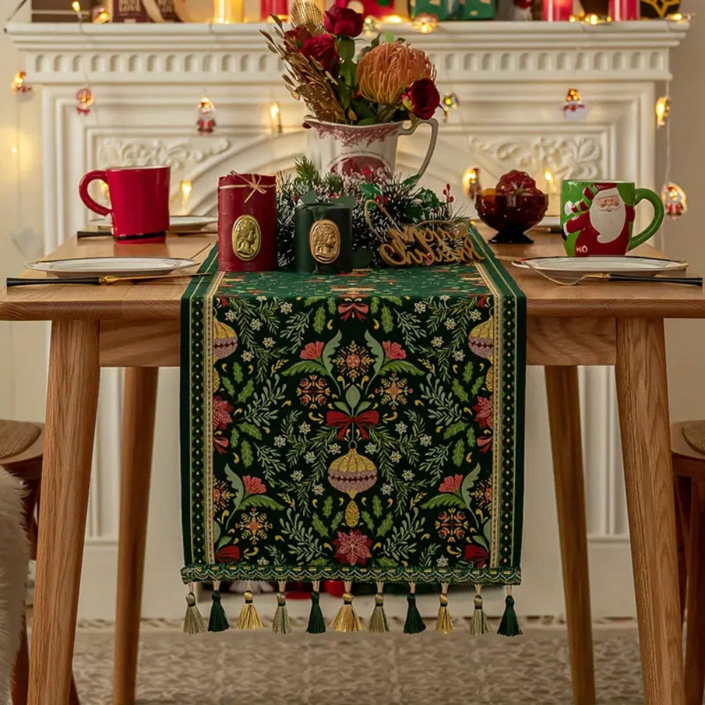 Lisslune | Tapestry Botanical Holiday Table Runner