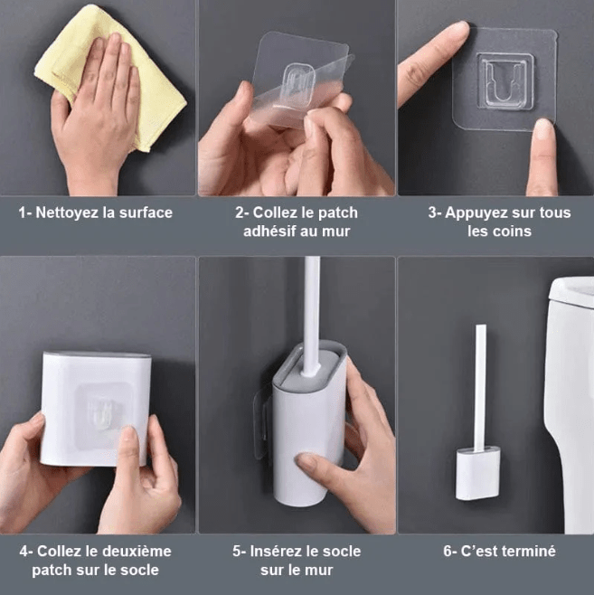 Lisslune | Silicone toilet brush with long handle & wall sticker
