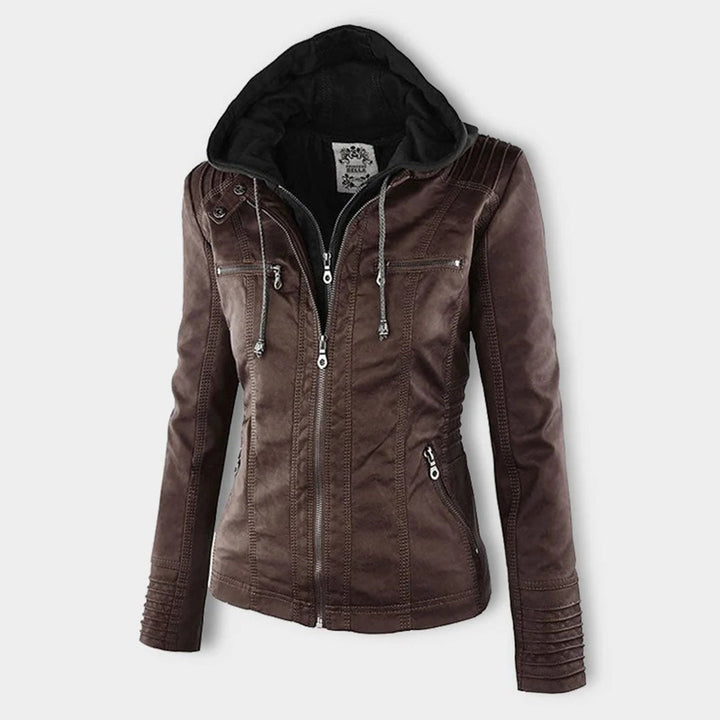 Lisslune | Waterproof Women's Synthetic Leather Jacket with Hood
