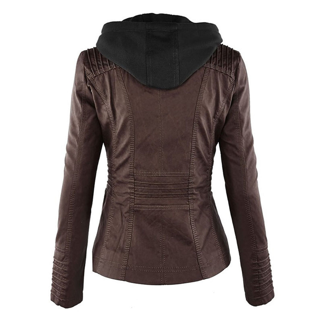 Lisslune | Waterproof Women's Synthetic Leather Jacket with Hood