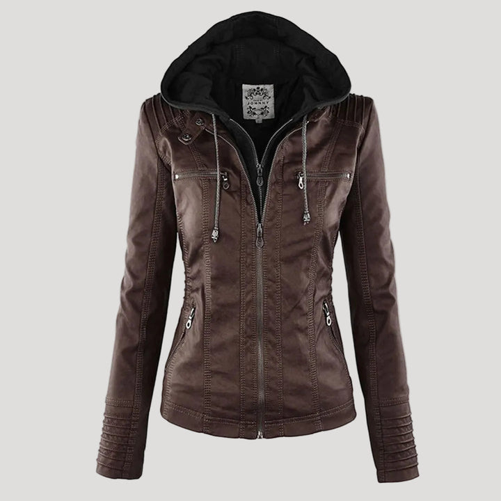 Lisslune | Waterproof Women's Synthetic Leather Jacket with Hood
