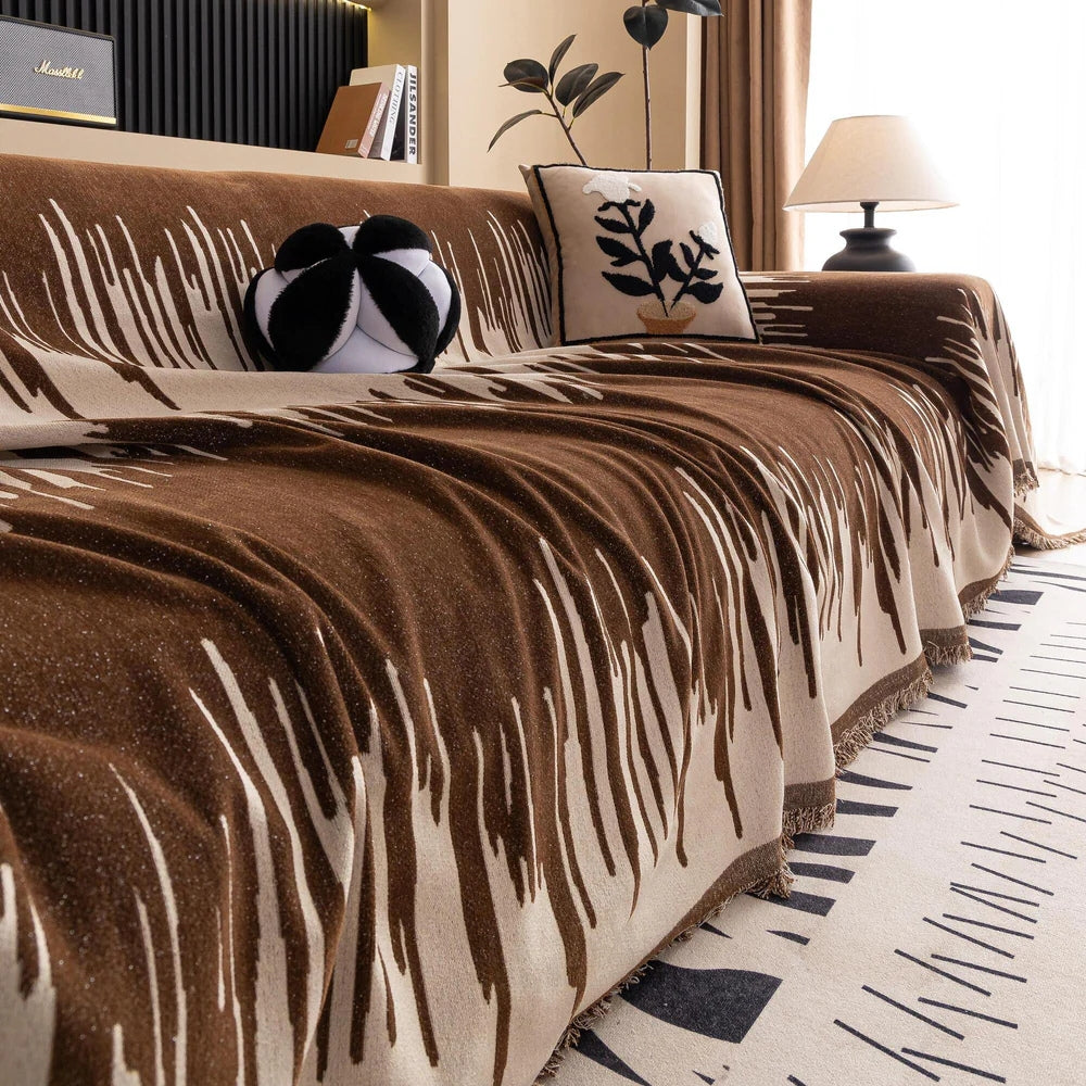 Lisslune | Brushstroke Vertical Pattern Chenille Sofa Cover