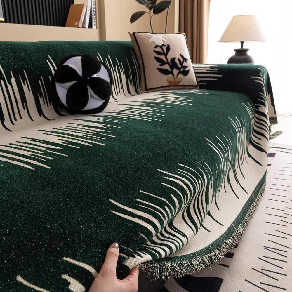 Lisslune | Brushstroke Vertical Pattern Chenille Sofa Cover