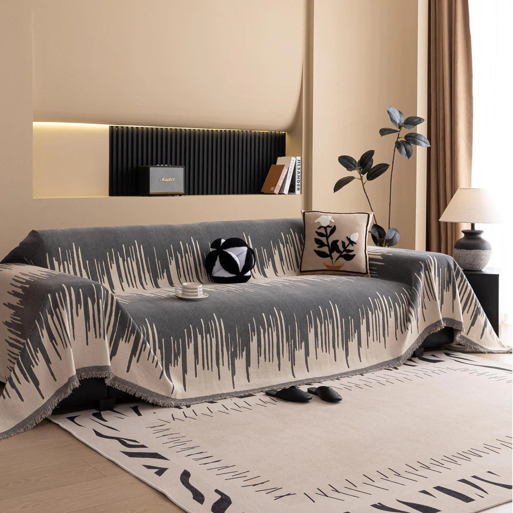 Lisslune | Brushstroke Vertical Pattern Chenille Sofa Cover