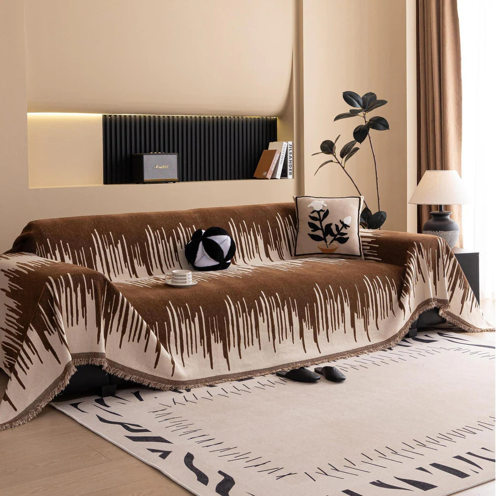 Lisslune | Brushstroke Vertical Pattern Chenille Sofa Cover