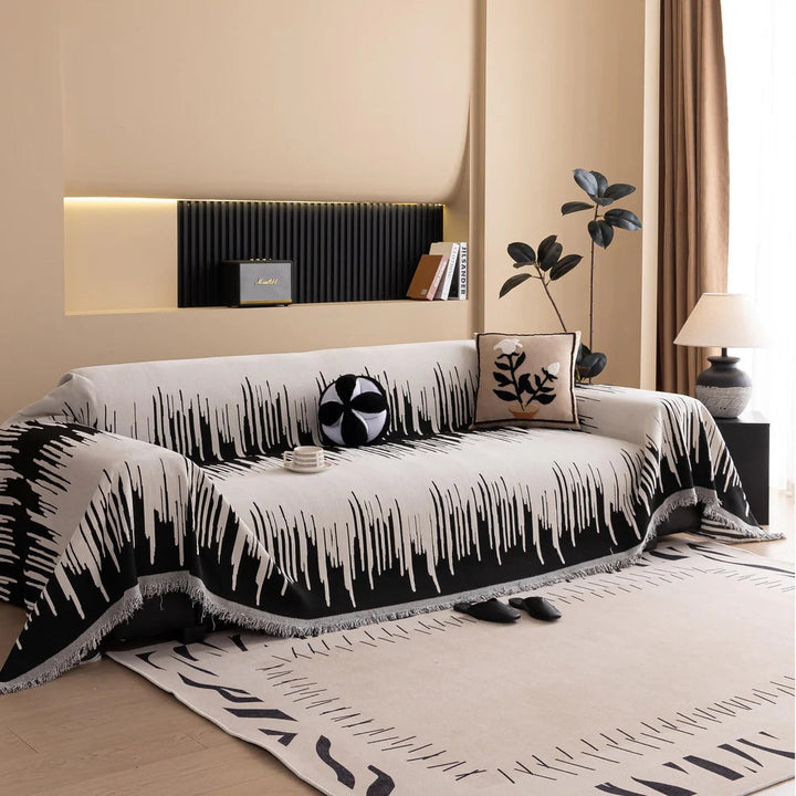 Lisslune | Brushstroke Vertical Pattern Chenille Sofa Cover