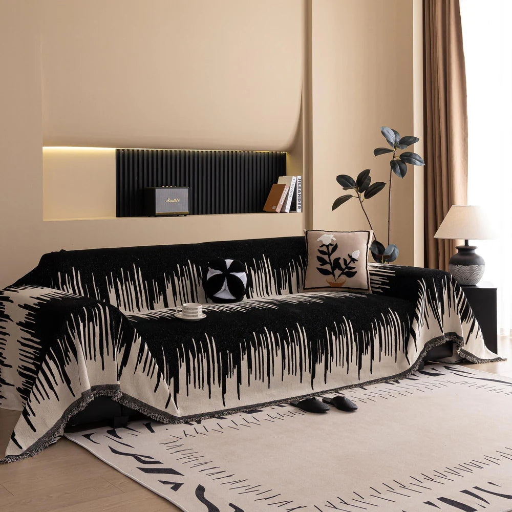 Lisslune | Brushstroke Vertical Pattern Chenille Sofa Cover