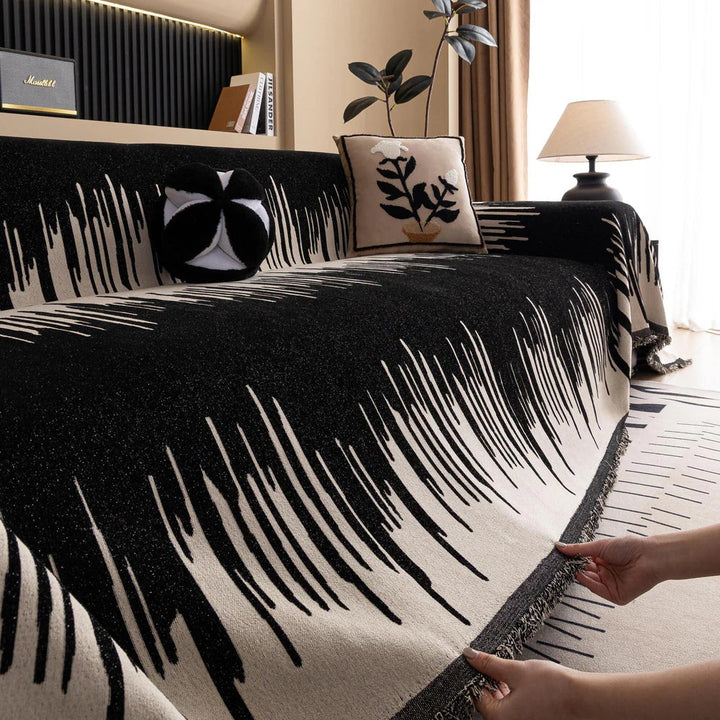 Lisslune | Brushstroke Vertical Pattern Chenille Sofa Cover