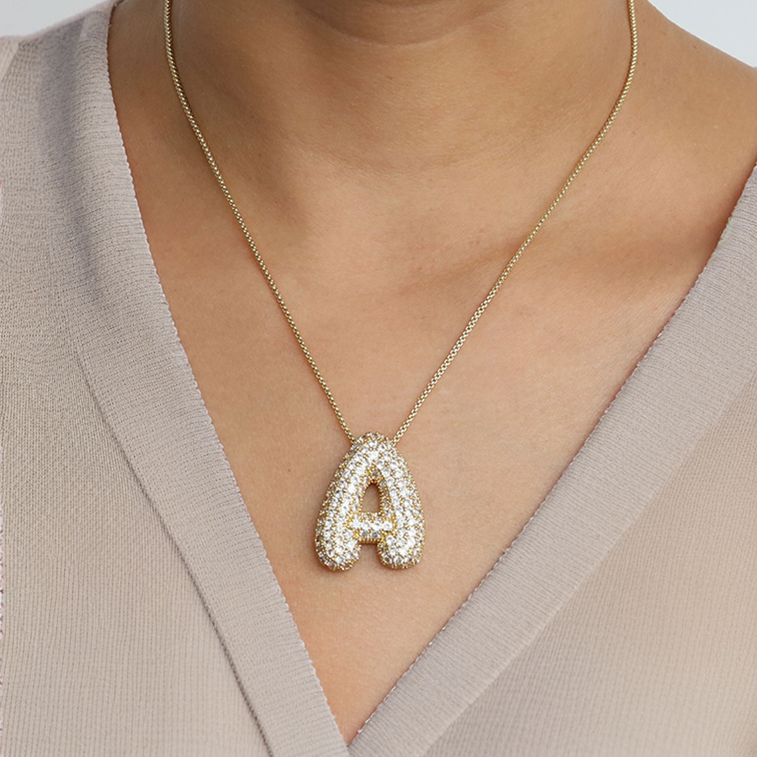 Lisslune | Bubble Initial-Diamond-Necklace