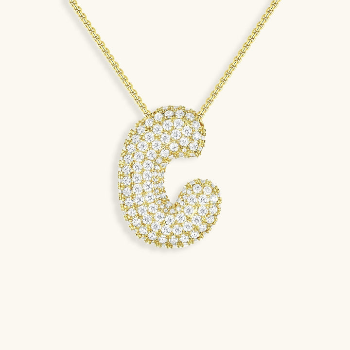 Lisslune | Bubble Initial-Diamond-Necklace