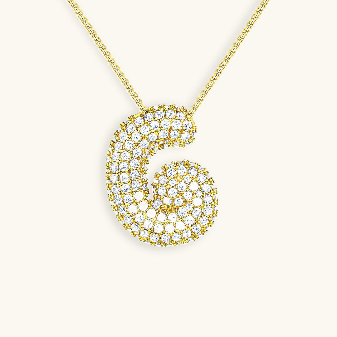 Lisslune | Bubble Initial-Diamond-Necklace