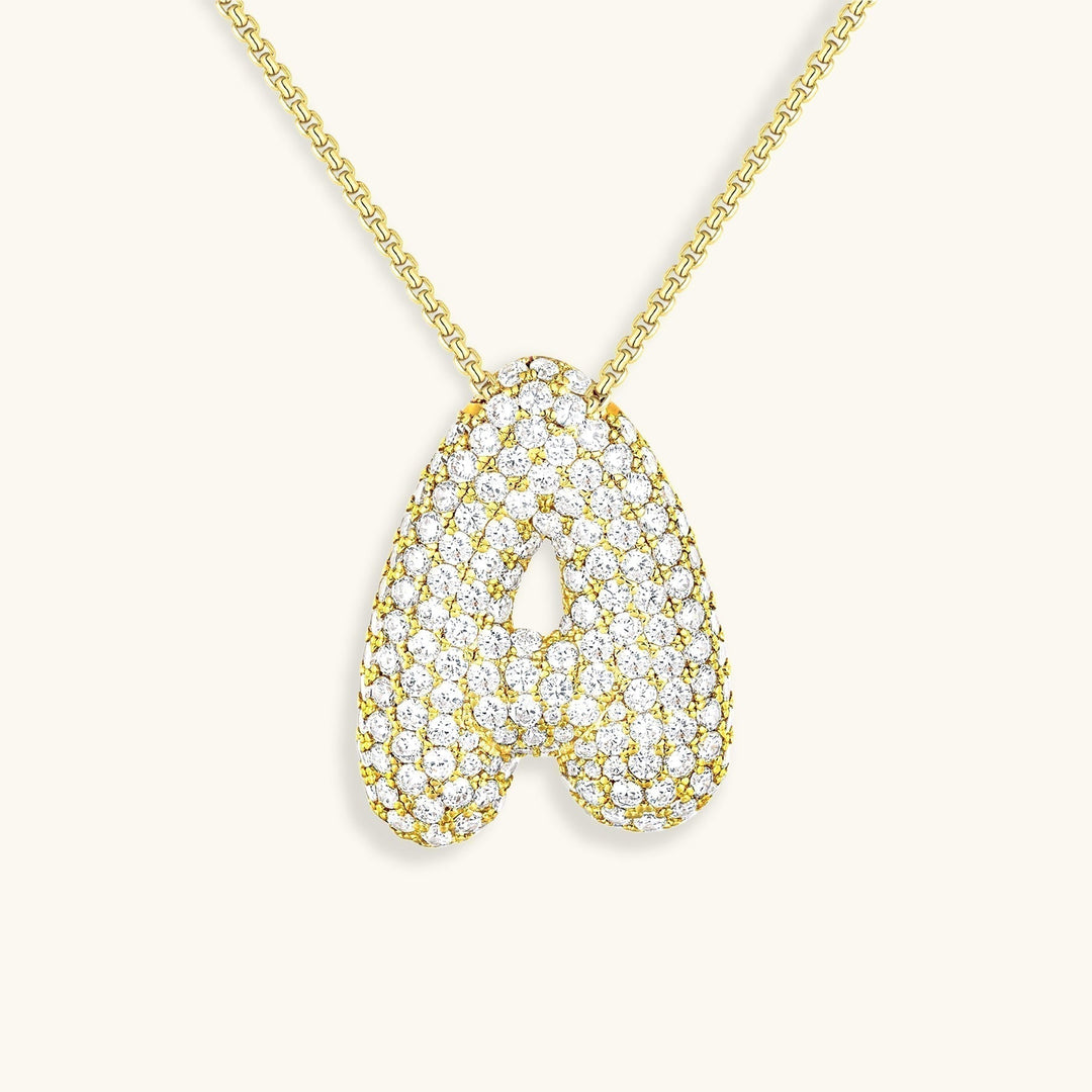 Lisslune | Bubble Initial-Diamond-Necklace