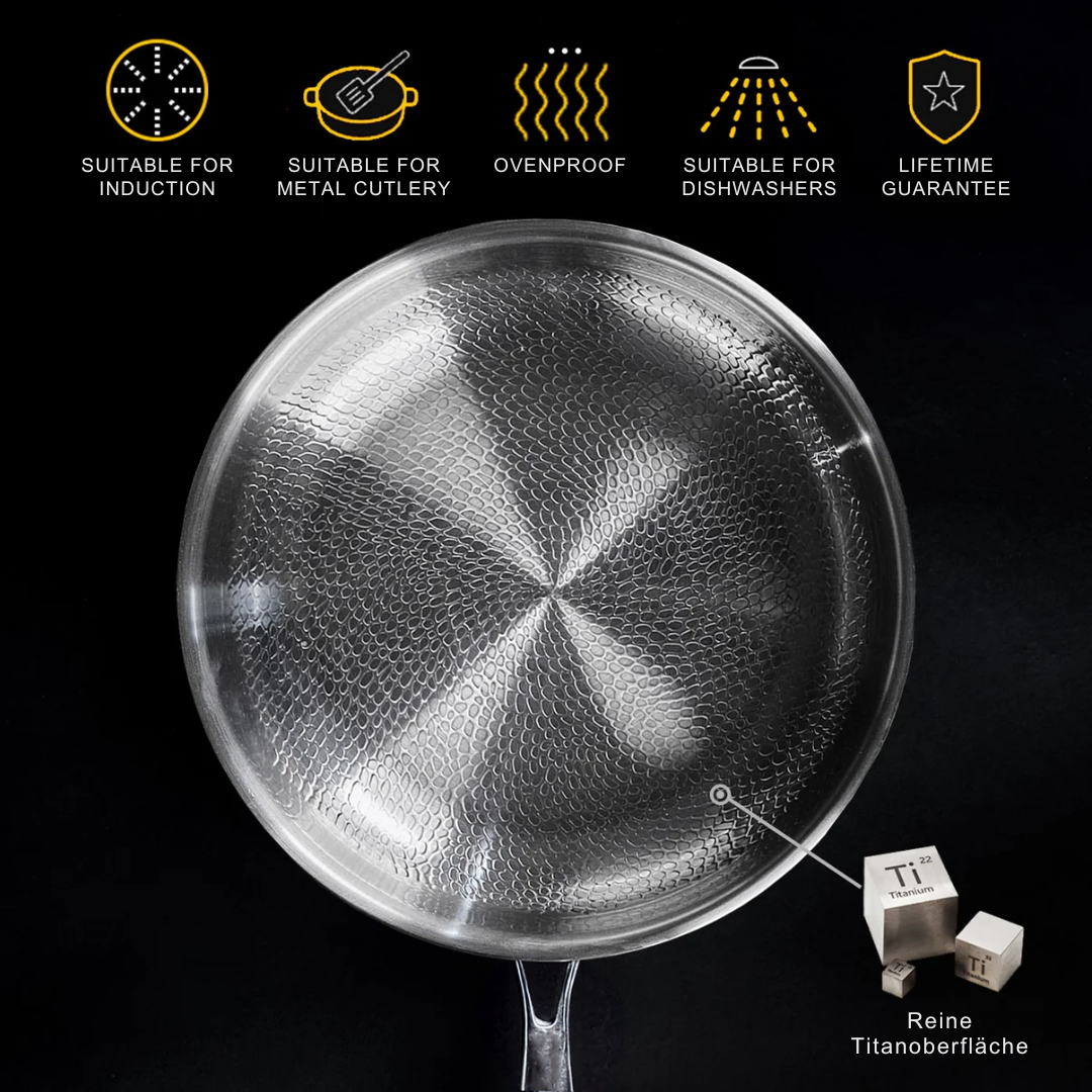 Lisslune | Titanium Frying Pan | Non-Toxic, Naturally Non-Stick & Ideal for Healthy Cooking