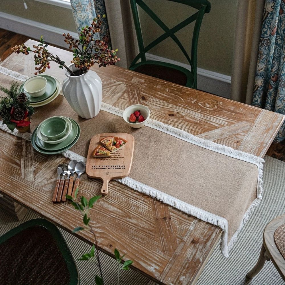 Lisslune | Burlap Charm Boho Table Runner