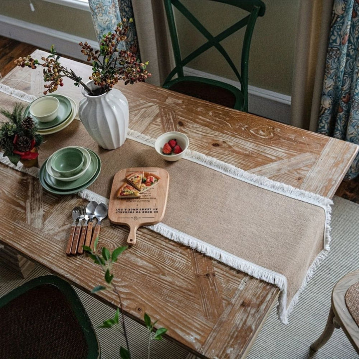 Lisslune | Burlap Charm Boho Table Runner