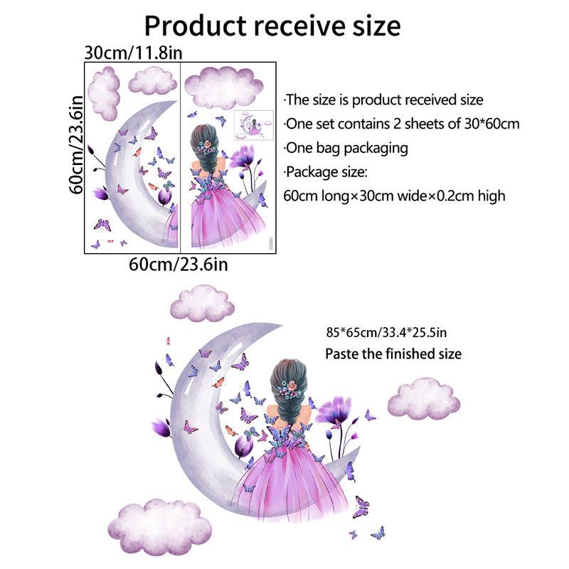 Lisslune | Celestial Butterfly Maiden PVC Wall Decor Sticker for Dreamy Room Transformation