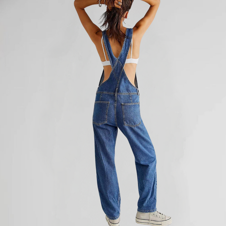 Lisslune | Women's Denim Overalls with Cross-Back Design