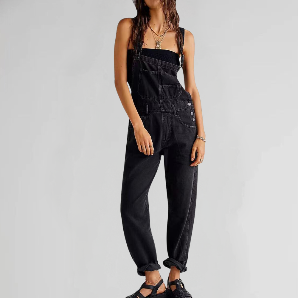 Lisslune | Women's Denim Overalls with Cross-Back Design