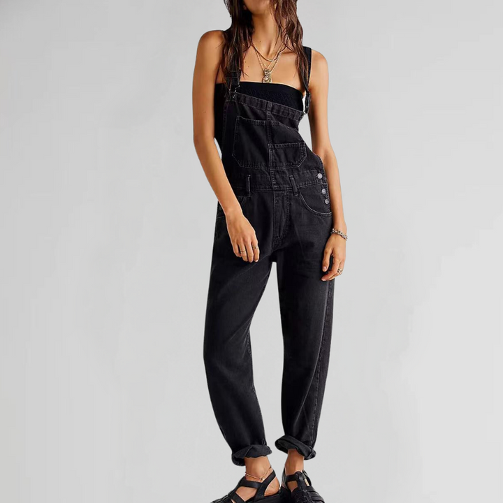 Lisslune | Women's Denim Overalls with Cross-Back Design