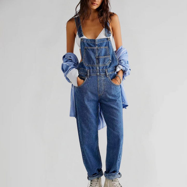 Lisslune | Women's Denim Overalls with Cross-Back Design