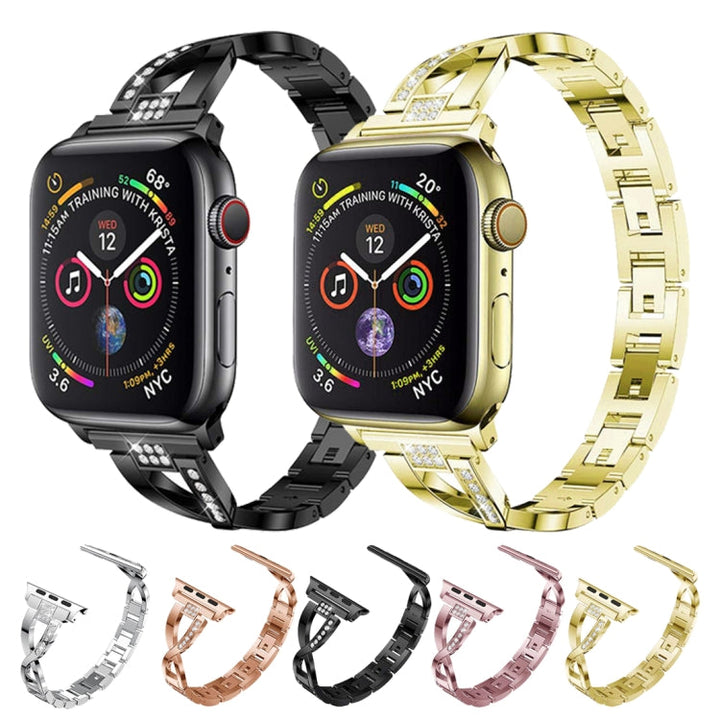 Lisslune | Colorful Diamond Stainless Steel Bracelet for Apple Watch Series 7 41mm / 6 & SE & 5 & 4 40mm / 3 & 2 & 1 38mm (Purple)